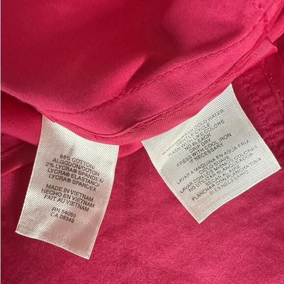 Jones New York Fuchsia Stretch Twill Utility Jacket Women’s Size Large - Picture 7 of 10